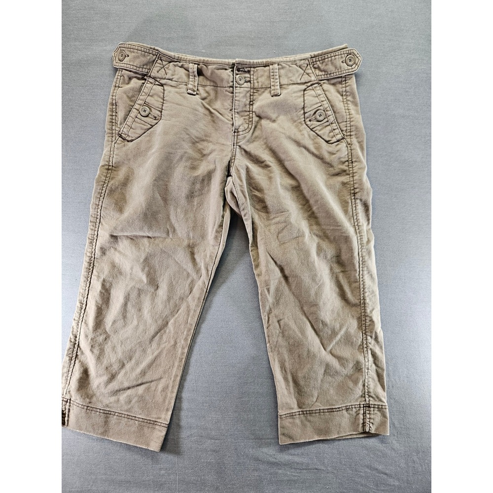 Maurices Khaki Corduroy Capri Pants Womens 7/8 Brown Crop Utility Cargo Pockets
